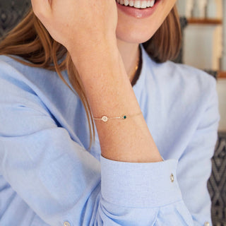 INSIDE NINA'S KLOSET 1 Letter & 1 Petite Birthstone Bracelet in 14K Gold