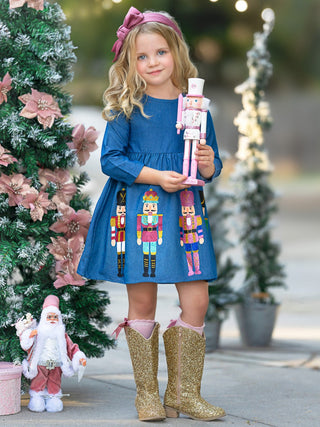 Enchanting Nutcracker Glitter Chambray Dress | INSIDE NINA'S KLOSET