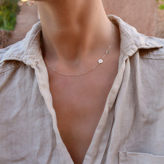 INSIDE NINA'S KLOSET 1 Letter & 1 Petite Birthstone Necklace in 14K Gold (Double Spacing)