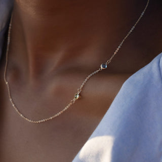 INSIDE NINA'S KLOSET Petite 2 Birthstone Necklace in 14K Gold
