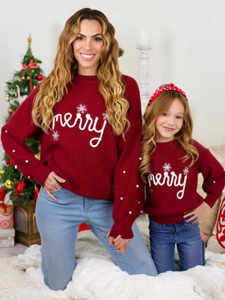 Mommy and Me Snowflake Merry Christmas Sweater | INSIDE NINA'S KLOSET