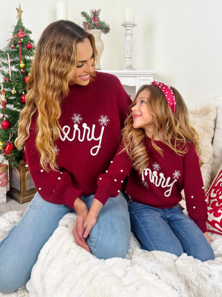 Mommy and Me Snowflake Merry Christmas Sweater | INSIDE NINA'S KLOSET