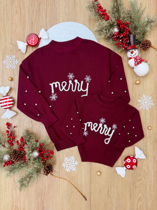 Mommy and Me Snowflake Merry Christmas Sweater | INSIDE NINA'S KLOSET