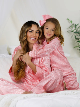 Mommy and Me Pink Leopard Print Silky Pajama Set | INSIDE NINA'S KLOSET