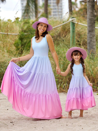 Mommy and Me Pastel Ombre Tiered Maxi Dress | INSIDE NINA'S KLOSET