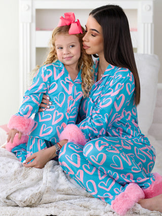 Mommy and Me Heart Furry Pajama Set | INSIDE NINA'S KLOSET