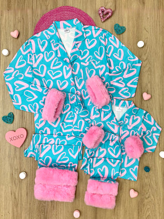 Mommy and Me Heart Furry Pajama Set | INSIDE NINA'S KLOSET