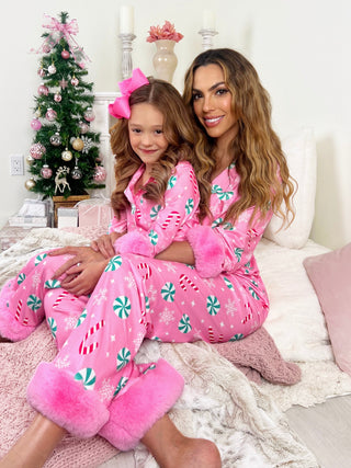 Mommy and Me Peppermint Candy Dream Furry Pajama Set | INSIDE NINA'S KLOSET
