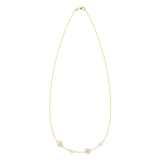 INSIDE NINA'S KLOSET 2 Letter & 2 Petite Birthstone Necklace in 14K Gold (Single Spacing)