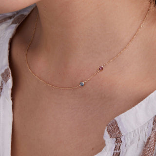 INSIDE NINA'S KLOSET Petite 2 Birthstone Necklace in 14K Gold