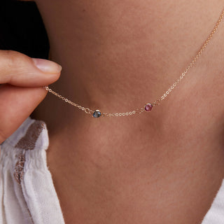 INSIDE NINA'S KLOSET Petite 2 Birthstone Necklace in 14K Gold