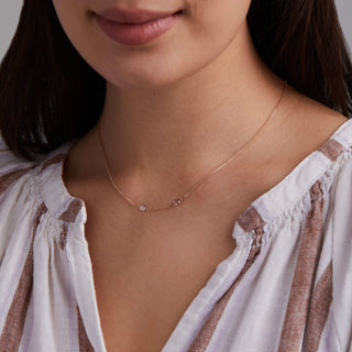 INSIDE NINA'S KLOSET Petite 2 Birthstone Necklace in 14K Gold (Centered)