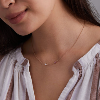 INSIDE NINA'S KLOSET Petite 2 Birthstone Necklace in 14K Gold (Centered)
