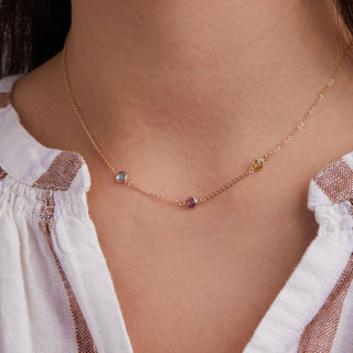 INSIDE NINA'S KLOSET Petite 3 Birthstone Necklace in 14K Gold