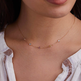 INSIDE NINA'S KLOSET Petite 5 Birthstone Necklace in 14K Gold