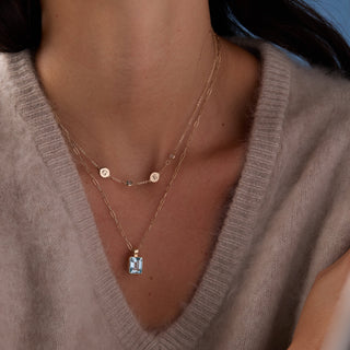 INSIDE NINA'S KLOSET 2 Letter & 2 Petite Birthstone Necklace in 14K Gold (Single Spacing)