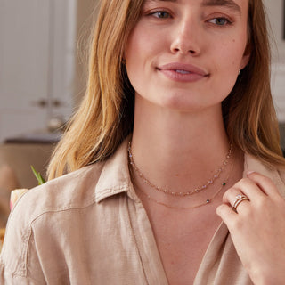 INSIDE NINA'S KLOSET Petite 2 Birthstone Necklace in 14K Gold