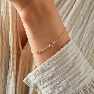 INSIDE NINA'S KLOSET Petite 2 Birthstone Bracelet in 14K Gold