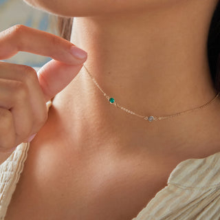 INSIDE NINA'S KLOSET Petite 2 Birthstone Necklace in 14K Gold