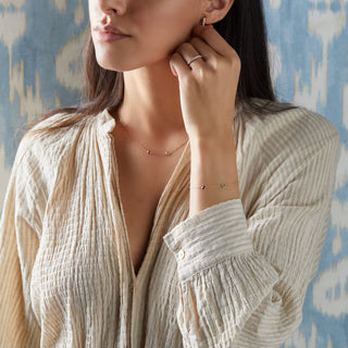 INSIDE NINA'S KLOSET Petite 2 Birthstone Necklace in 14K Gold (Centered)