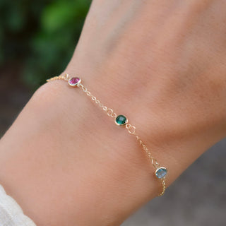 INSIDE NINA'S KLOSET Petite 3 Birthstone Bracelet in 14K Gold