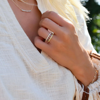 INSIDE NINA'S KLOSET Rosecliff Birthstone Stackable Ring in 14K Gold