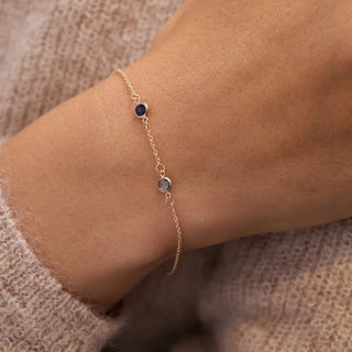 INSIDE NINA'S KLOSET Petite 2 Birthstone Bracelet in 14K Gold